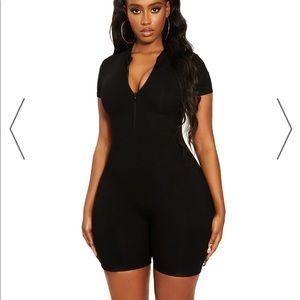 Naked Wardrobe Black Zip Up Snatched To The T Romper